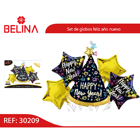 Set de globos metálicos año nuevo 5pcs