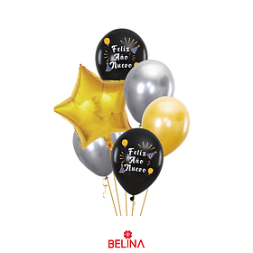 Set de globos de látex feliz año nuevo 6pcs 30cm
