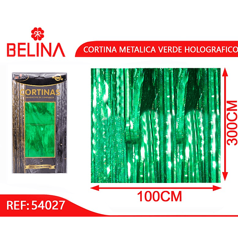 Cortinas metalicas verde holográfico 3m