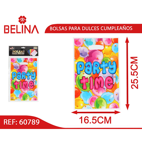 Bolsas para dulces partytime 10pcs 16x25cm