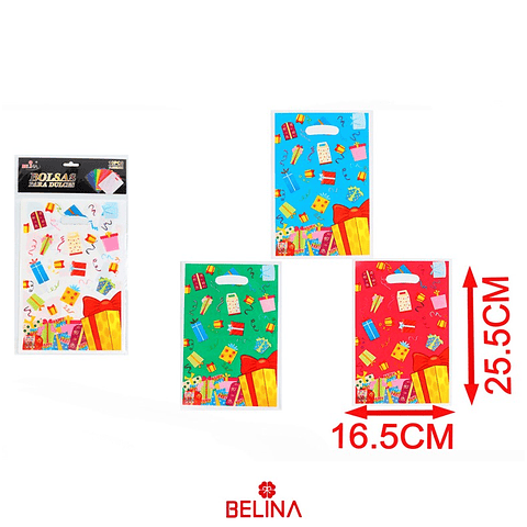 Bolsas para dulces cumpleaños color aleatorio 10pcs 16x25cm