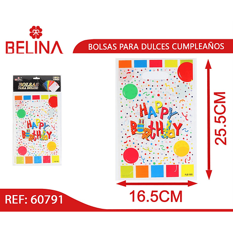 Bolsas para dulces happy birthday 10pcs 16x25cm
