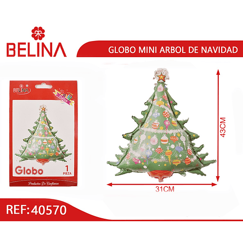 Globo metálico Mini árbol de Navidad 31x43cm