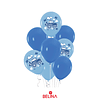 Set de globos de látex camión de construcción azul 8pcs