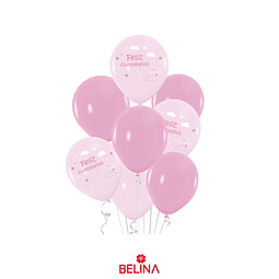 Set de globos de látex nube feliz cumpleaños rosa 8pcs