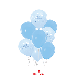 Set de globos de látex nube feliz cumpleaños azul 8pcs