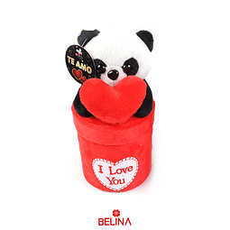 Oso panda de peluche con caja 15cm modelo aleatorio