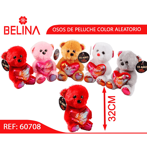 Osos de peluche con corazón color aleatorio 32cm