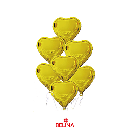 Set de globos corazón dorado 7pcs 45cm