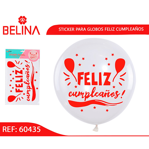 Sticker para globos feliz cumpleaños color rojo 2pcs 