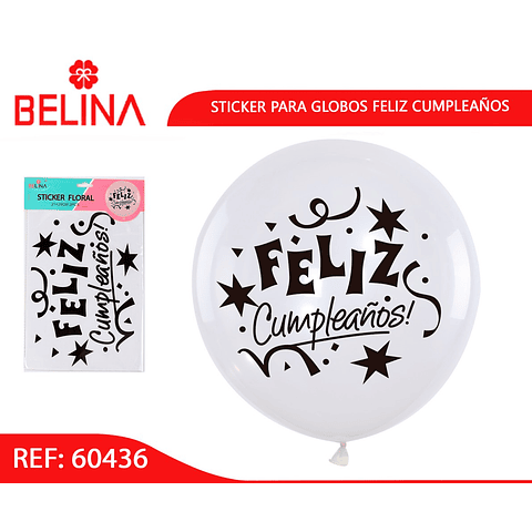 Sticker para globos feliz cumpleaños color negro 2pcs 