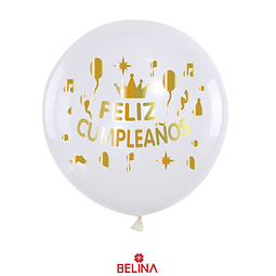 Sticker para globos feliz cumpleaños color dorado 2pcs 