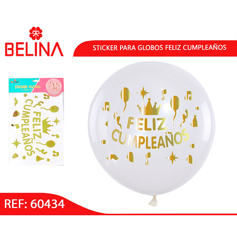 Sticker para globos feliz cumpleaños color dorado 2pcs 