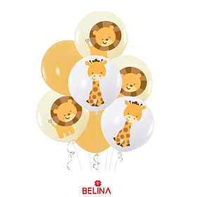 Set de globos de látex jirafa y león 7pcs