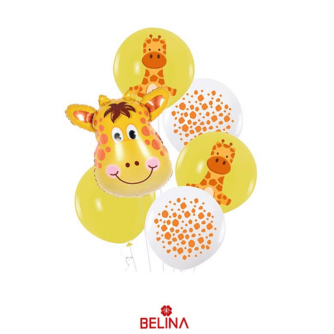 Set de globos con estampado de jirafa 6pcs