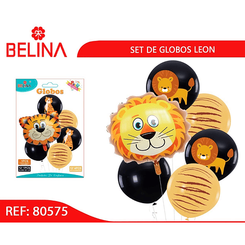 Set de globos con estampado de león 6pcs