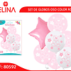 Set de globos con estampado de oso rosa 7pcs