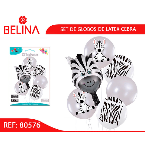 Set de globos estampado cebra 6pcs