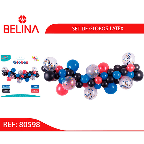 Set de globos de látex azul y negro 56pcs