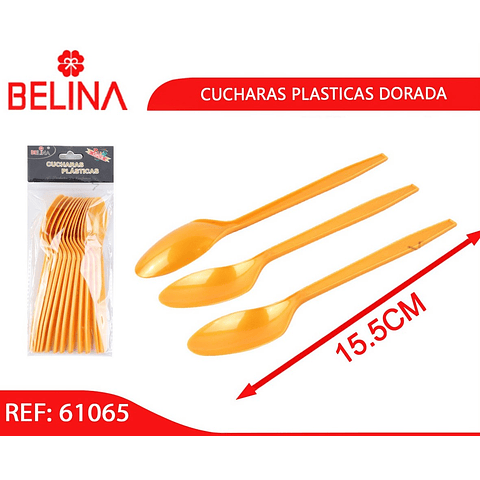 Cucharas plásticas color dorado 12pcs 15cm