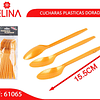 Cucharas plásticas color dorado 12pcs 15cm