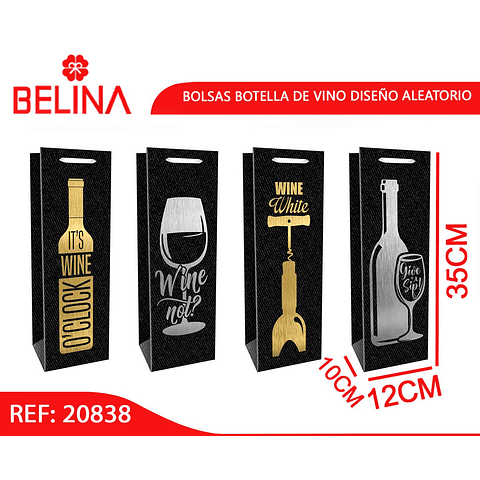 Bolsa de vino negra Color Aleatorio 10x12x35cm