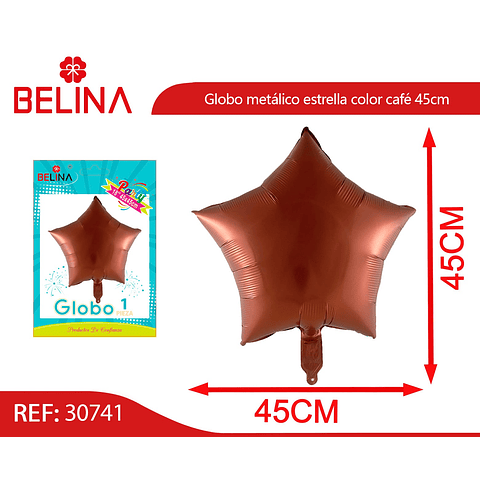 Globo metálico estrella color café 45cm