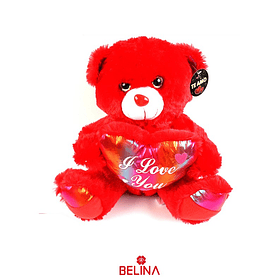 Oso de peluche rojo con corazón 22cm