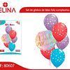 Set de globos de látex feliz cumpleaños 6pcs