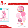 Set de globos feliz cumpleaños rosa con base 6pcs