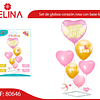 Set de globos corazón rosa con base 6pcs