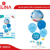 Set de globos feliz cumpleaños azul con base 6pcs