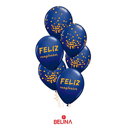 Set de globos de látex azul feliz cumpleaños 6pcs 