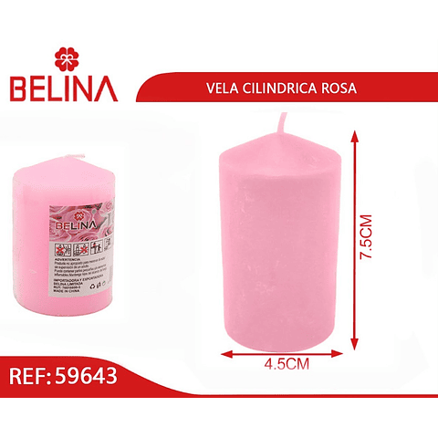 Vela cilíndrica aroma de rosa 4,5x7.5cm