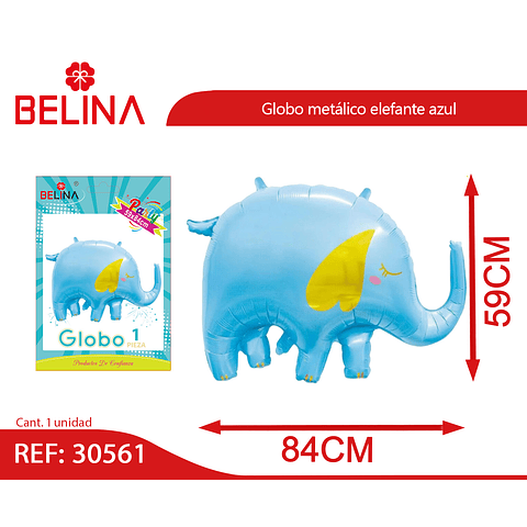 Globo metálico elefante azul 59x84cm
