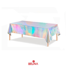 Mantel holografico de plastico plata 137x274cm