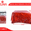 Mantel rojo tornasol con estrellas 137cmx274cm