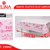Mantel de papel feliz cumpleaños rosa 120x180cm