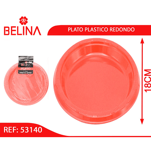 Plato plastico redondo 18cm rojo