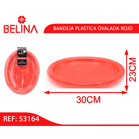 Bandeja plástica ovalada rojo 5pcs