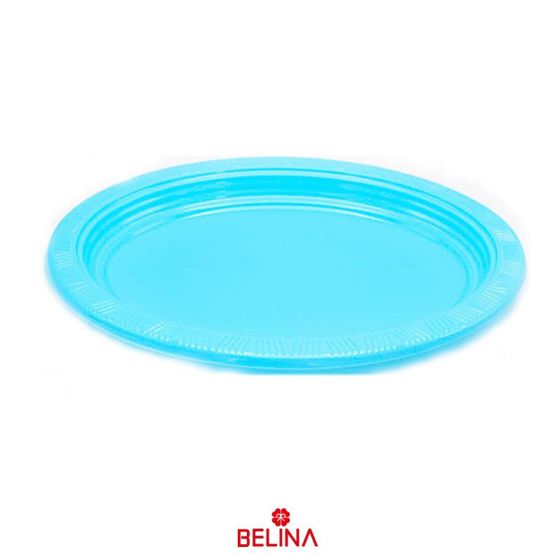 Bandeja plástica ovalada celeste 5pcs