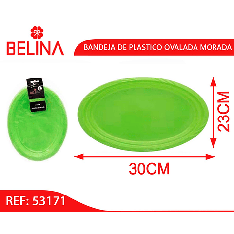 Bandeja plástica ovalada verde 5pcs