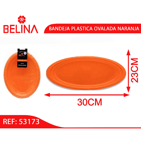 Bandeja plástica ovalada naranja 5pcs