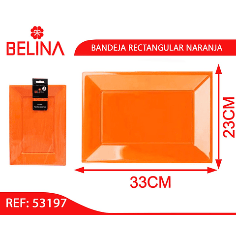 Bandeja rectangular 32x23cm anaranjada 3pcs