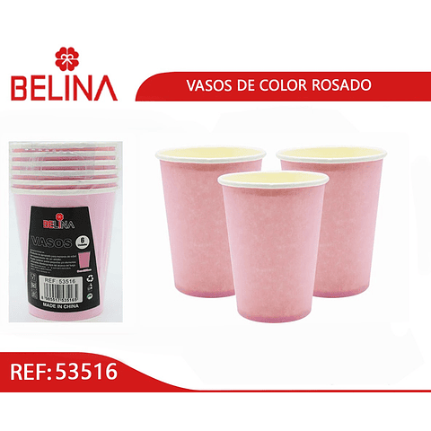 Vasos de cartón rosado 6pcs