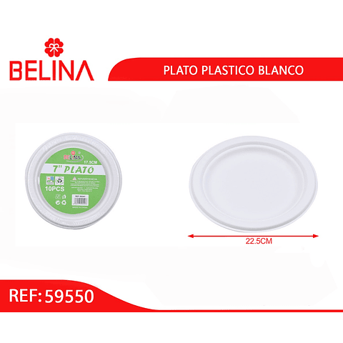 Plato plástico 10pcs 22cm blanco