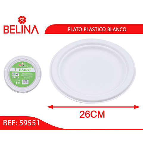 Plato plástico 10pcs 26cm blanco