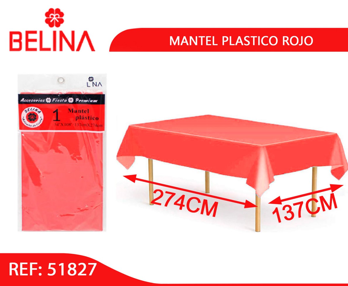 Mantel Plastico Rojo - Belina Cotillón