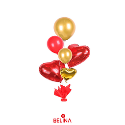 -Set de globos de látex de corazón dorado y rojo 6pcs