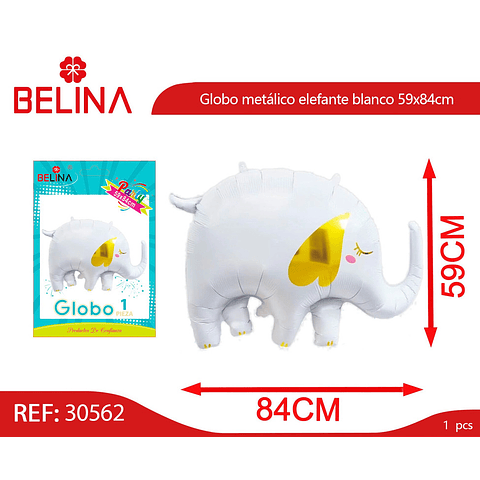 Globo metálico elefante blanco 59x84cm